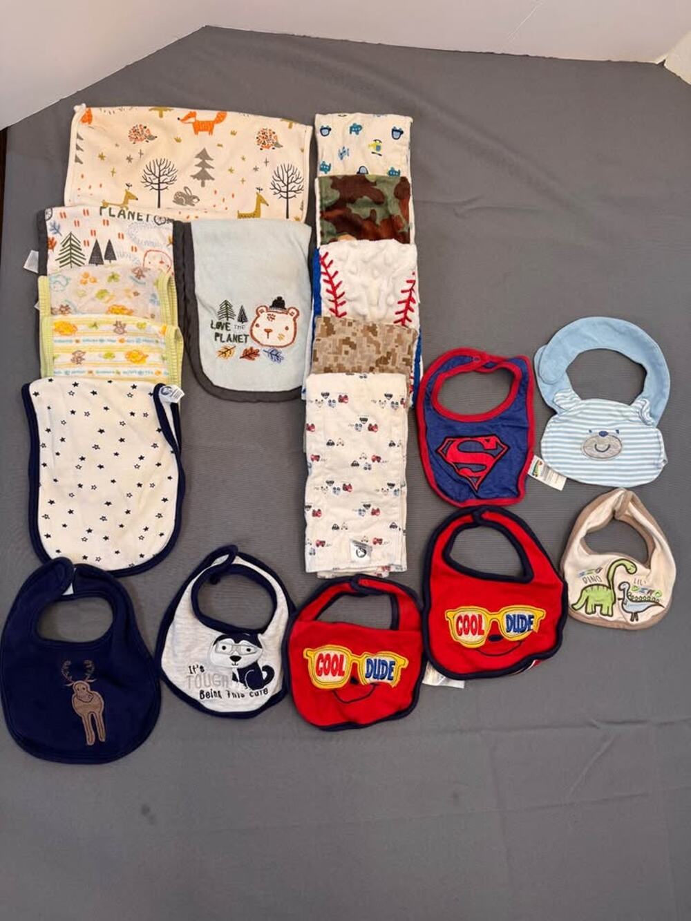 Baby Bibs & Burp Cloth Lot – Assorted Boy/Unisex Designs #400